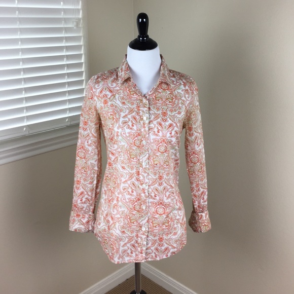 J. CREW Paisley Print Button-Down Shirt Size 2