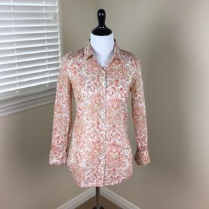 J. CREW Paisley Print Button-Down Shirt Size 2