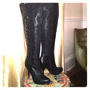 100% leather Calvin Klein over the knee boots.
