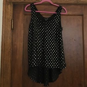 Sheer high-low flowy black & metallic tank