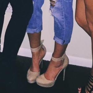 Nude suede heels