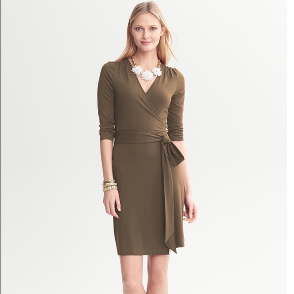 Banana Republic Gemma Wrap Dress in Island Khaki