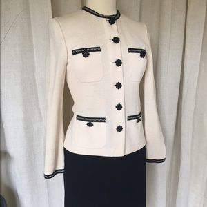 St. John Black and White jeweled button jacket
