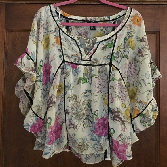 H&M flowy floral sheer blouse