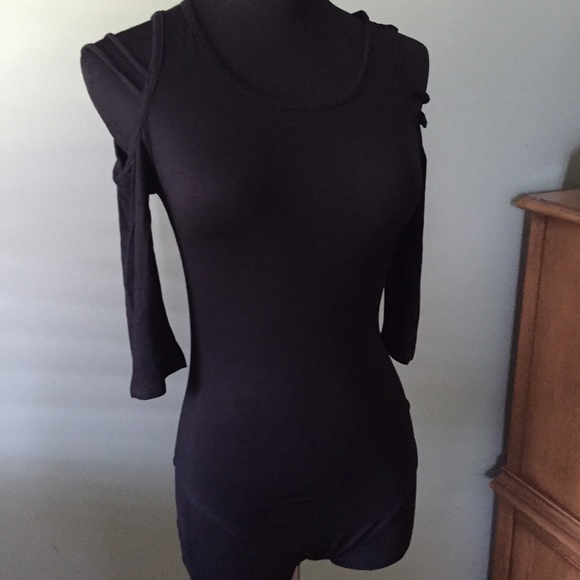 Amazing Black rayon bodysuit with shoulder cutouts - Picture 3 of 4