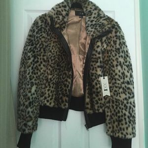 Leopard faux fur coat