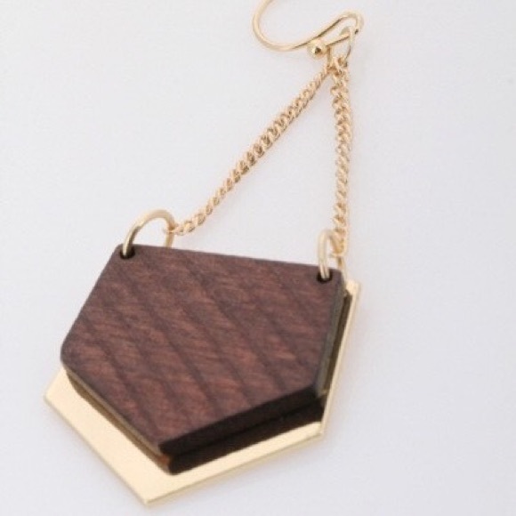 🚫SOLD🚫Brown Pentagon Chandelier Earrings - Picture 2 of 3