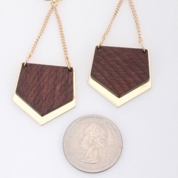 🚫SOLD🚫Brown Pentagon Chandelier Earrings - Picture 3 of 3