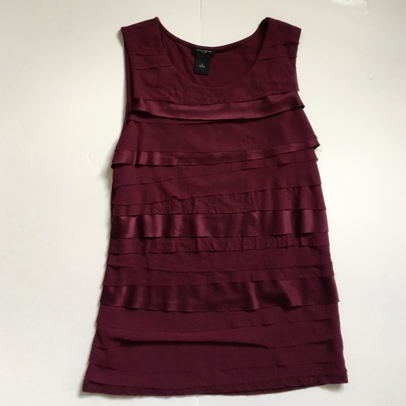 Ann Taylor Layered Ruffle Tank Merlot Size Small