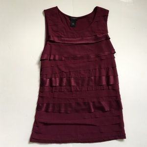 Ann Taylor Layered Ruffle Tank Merlot Size Small