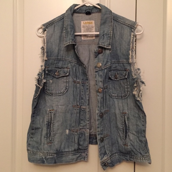 Destroyed denim vest