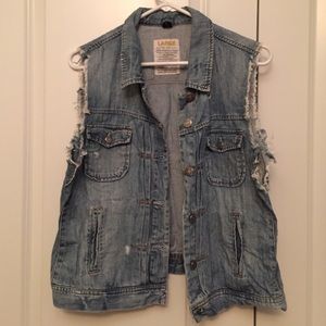 Destroyed denim vest
