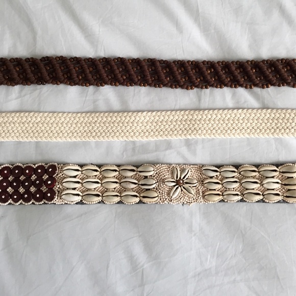 Beaded and braided belt bundle. Hippie-ish look.