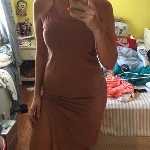 Suede midi dress