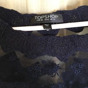 Women's Navy Lace/Nylon Blouse