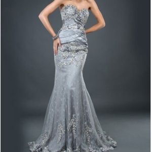 Jovani Silver Formal Gown