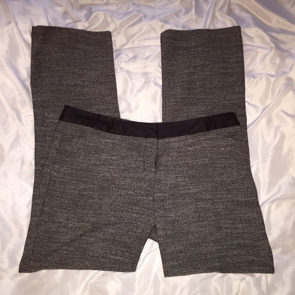 Tweed slacks with leatherette accents