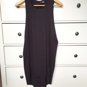 H&M sleeveless shirt, high-low dress.