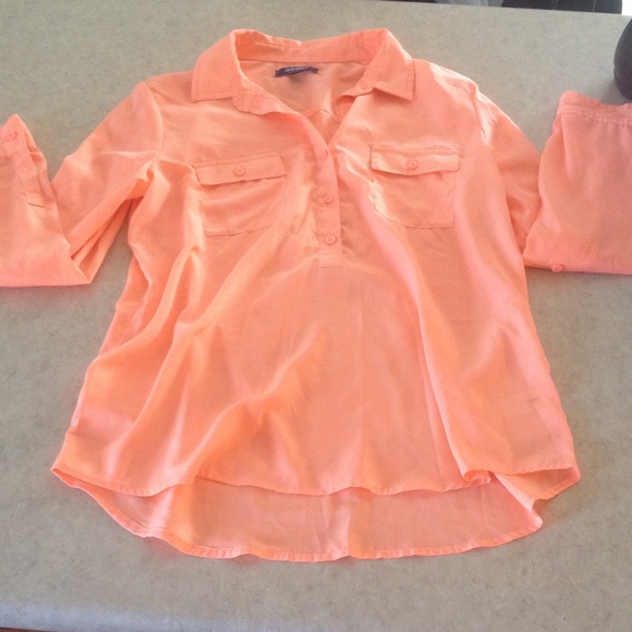 Old Navy ⚓️ Blouse Florescent Orange *Used* Size M - Picture 1 of 1