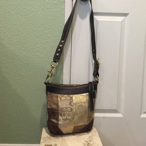 PRICE REDUCED! Coach Gold Patchwork Cross Body Bag