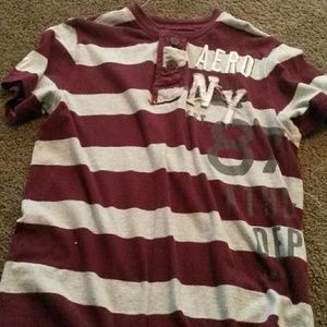 Mens Medium Gray & Burgundy Aeropostale Shirt