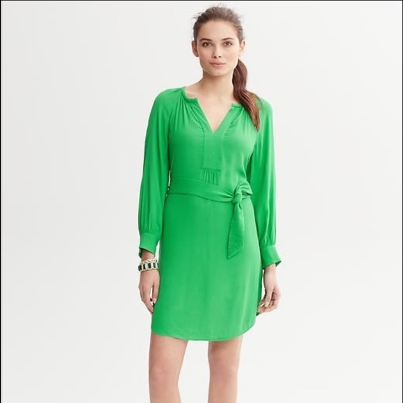 Kelly Green Long Sleeve Belted Dress