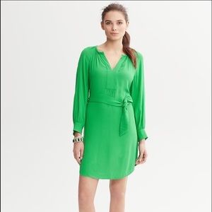 Kelly Green Long Sleeve Belted Dress