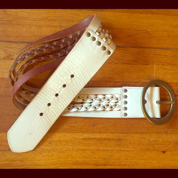 Linea Pelle Braided Leather Waist Belt Sz Med