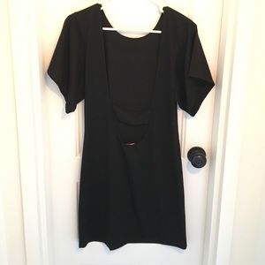 Cutout back black shift dress