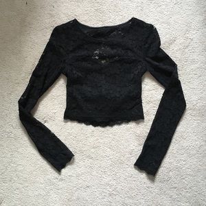 Express long sleeve lace crop top