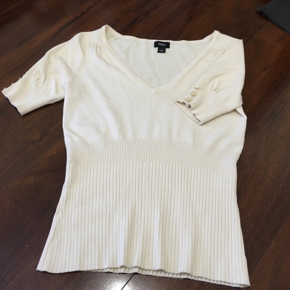 CLASSIC CREAM KNIT TOP BLOUSE SMALL