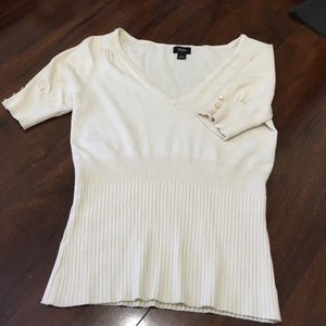CLASSIC CREAM KNIT TOP BLOUSE SMALL