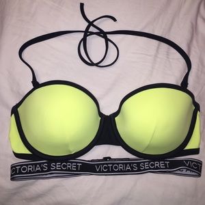 Victoria's Secret Neon yellow banded swim top
