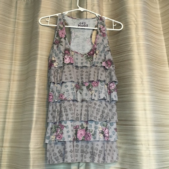 Mudd Ruffled, Floral Tank Top