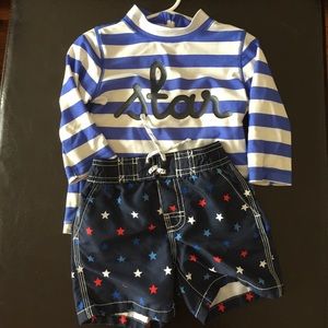 Baby Gap 18-24 months rash guard and swim trunks