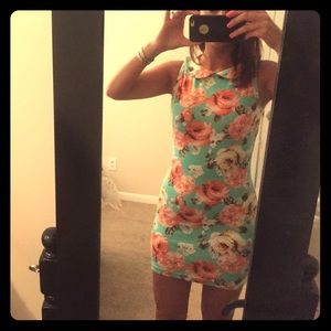 Mint green floral mini dress