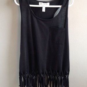 Aeropostale Black Fringe Tank Top