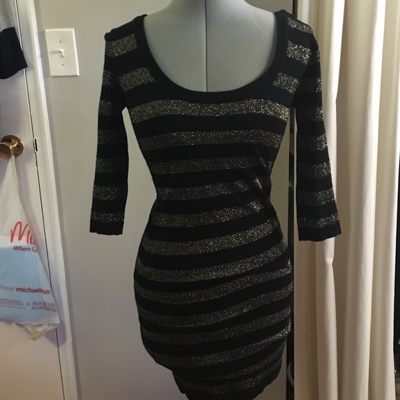 Guess black and gold sweater dress