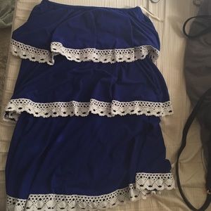 Blue Judith March strapless dress!