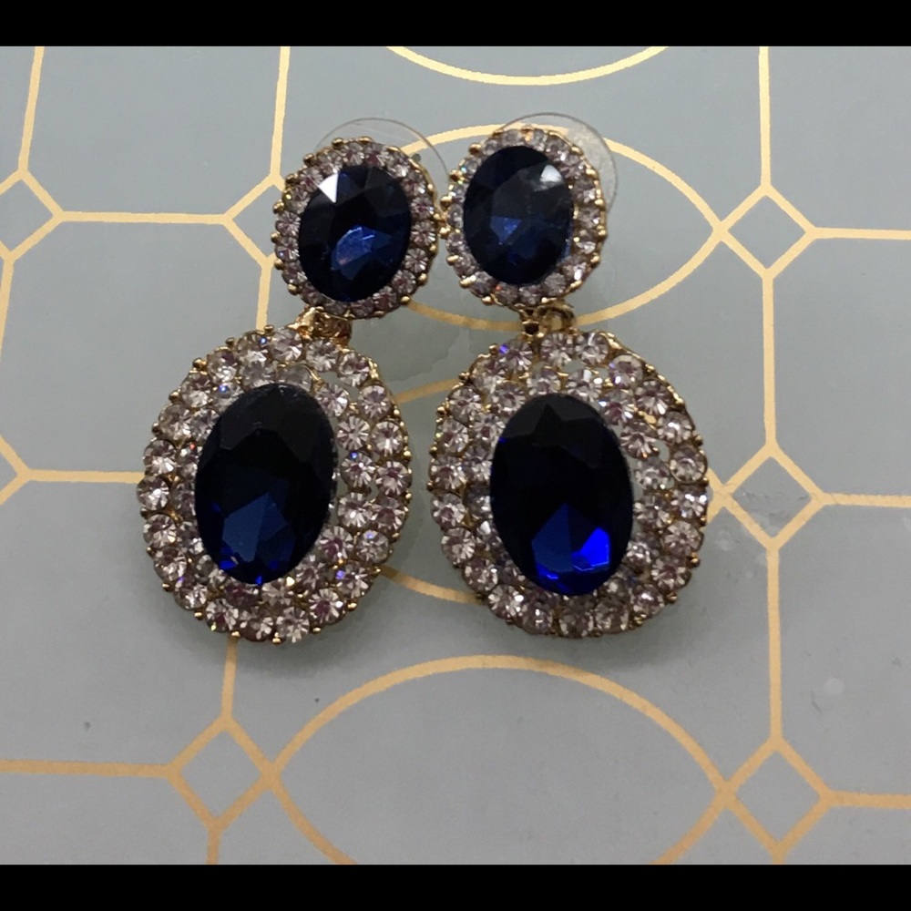 Rhinestone Blue Earrings.  Make an offer.