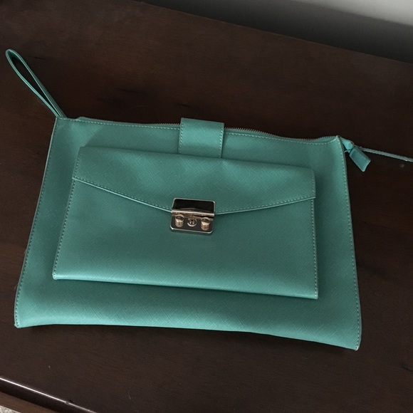 Mint green envelope clutch