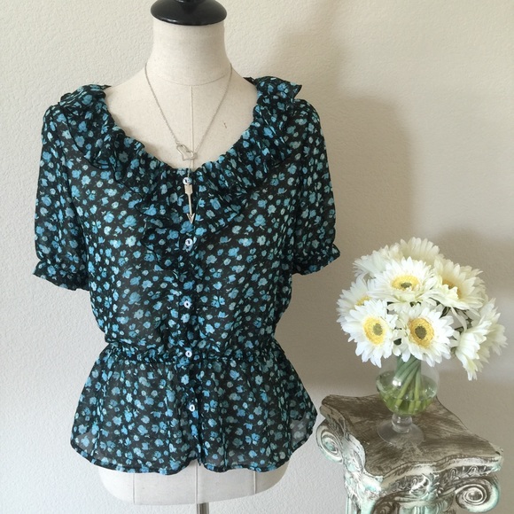 Blue floral too with lace back
