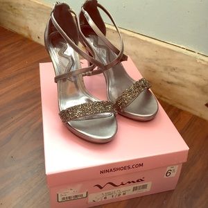 Nina Heels Gunmetal Sparkle- bridesmaid & prom