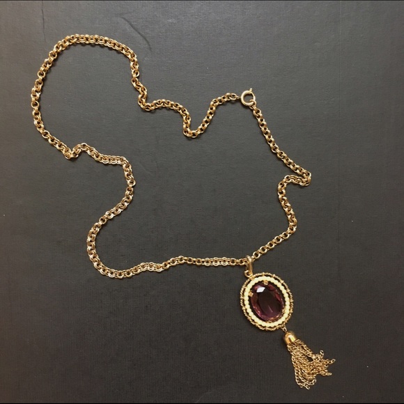 Gold Tassel Pendant Necklace