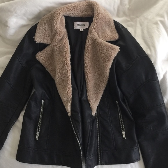 Faux Leather Jacket with shearling