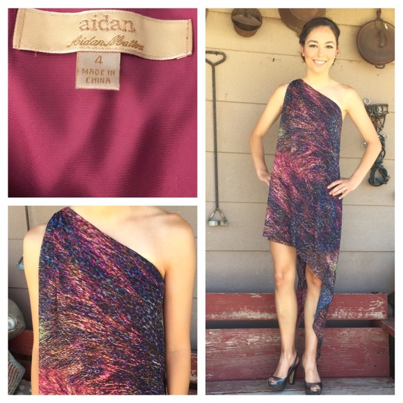 Multi colored high low prom dress by Aiden Mattox