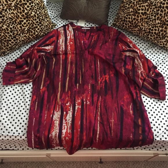 Bright Colored Calvin Klein Sheer Dressy Top