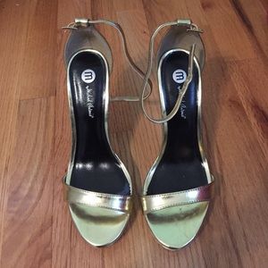 gold strappy high heels