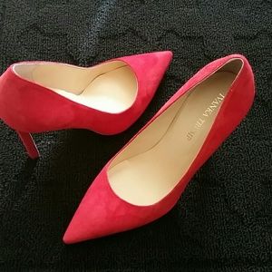 Red Suede Ivanka Trump Pumps