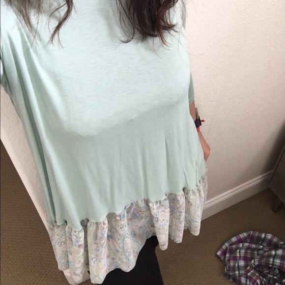 Mint Floral Chiffon Hem Tunic - Picture 2 of 4